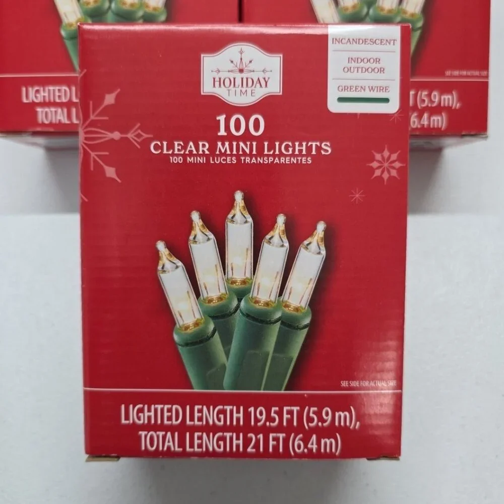 5 Holiday Time 100 Clear Mini Lights In/Outdoor 21 Ft Green Cord Wedding Party